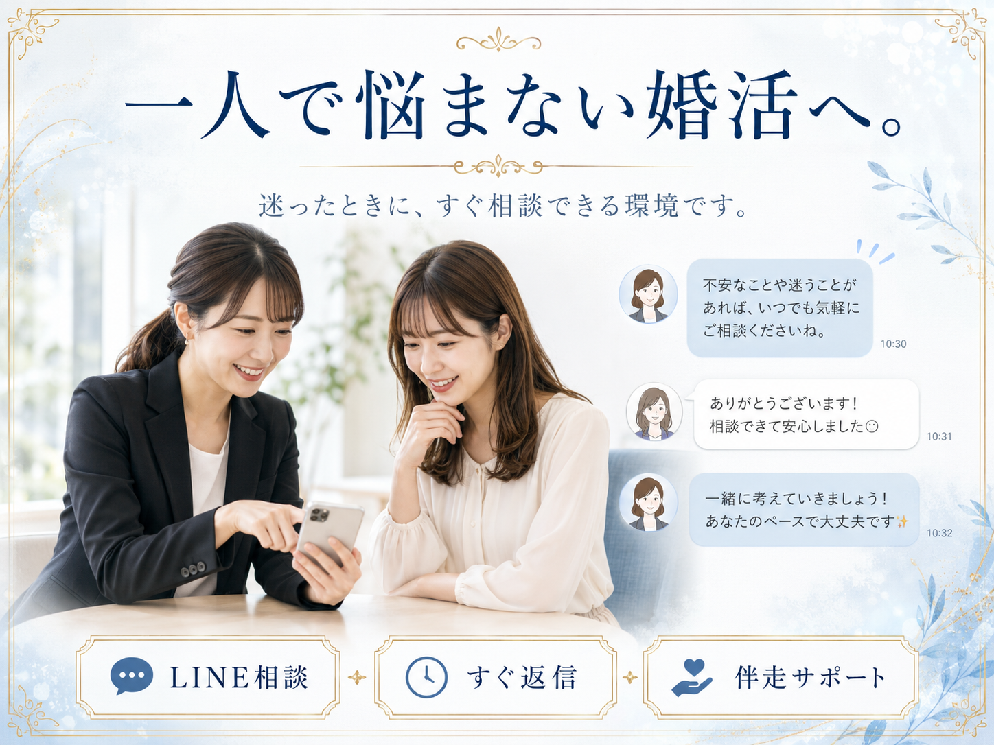 迷ったときにすぐ相談できるLINEサポートイメージ