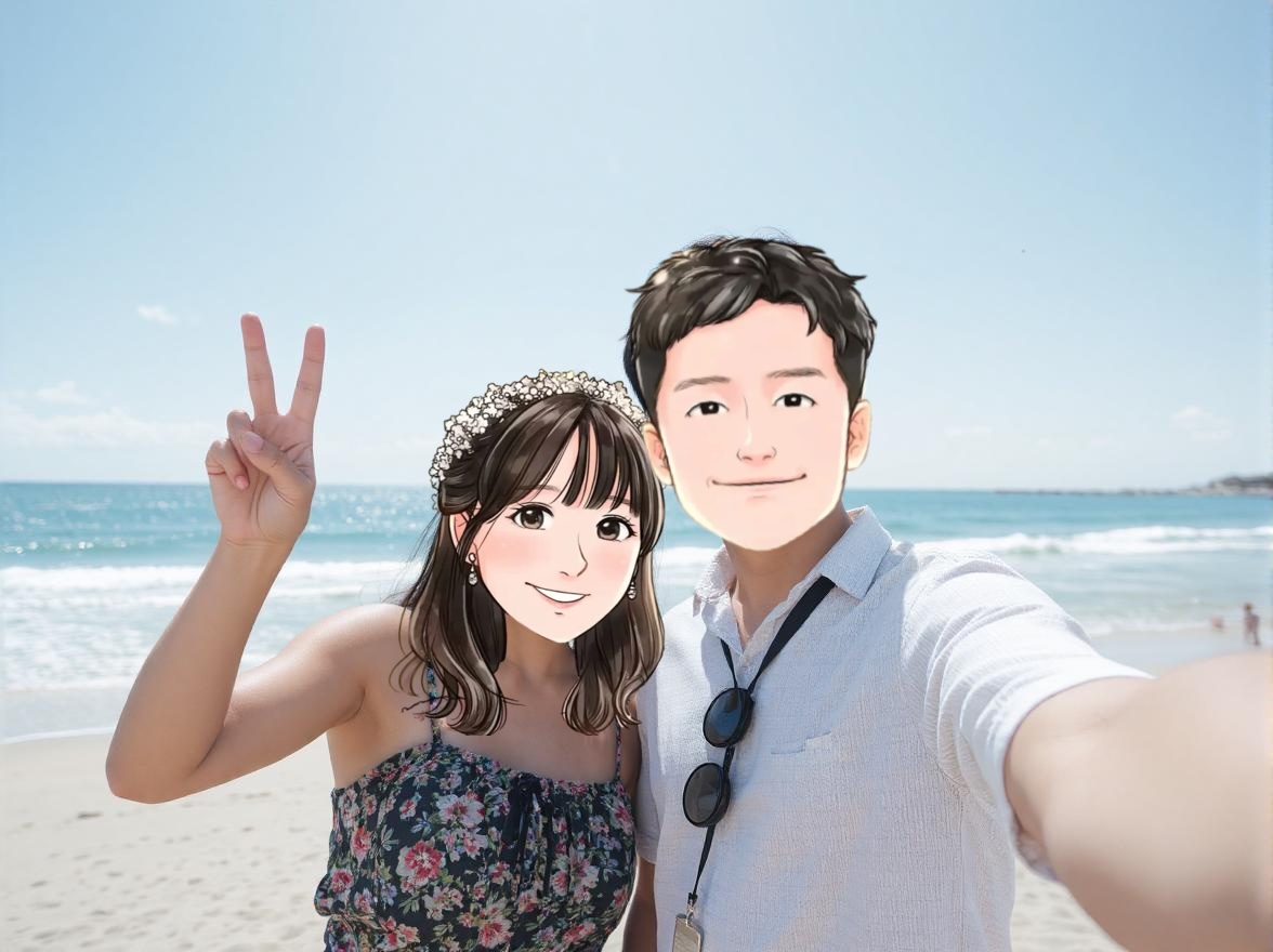 2025年9月に成婚したカップルの海辺デートの写真(香川県36歳男性/香川県31歳女性)