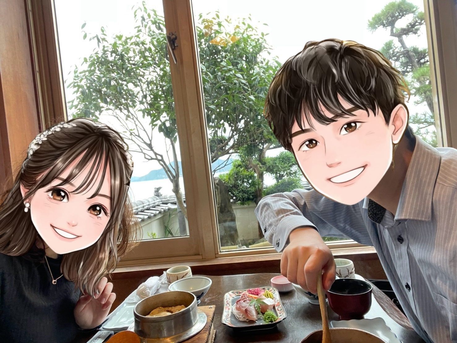 2026年8月に成婚したカップルのランチデートの写真（愛媛県26歳男性／愛媛県36歳女性）