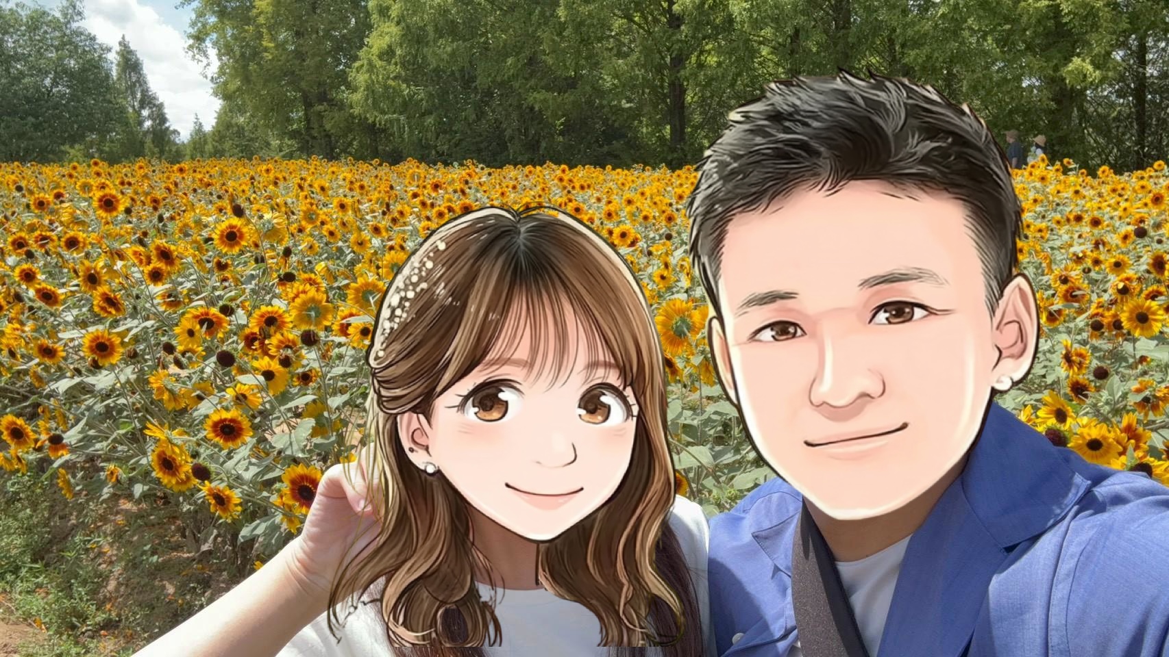 2026年8月に成婚したカップルの向日葵畑デートの写真（香川県34歳男性／香川県34歳女性）