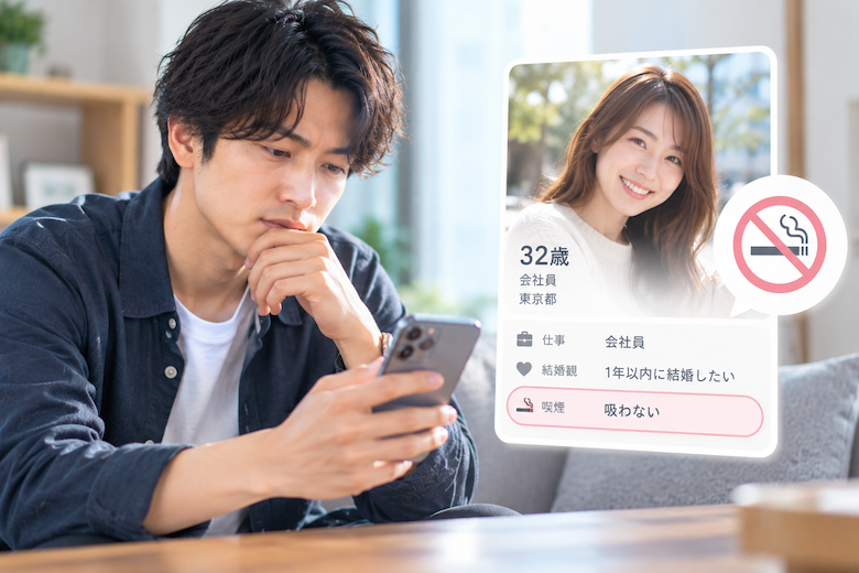 結婚相談所のプロフィールで喫煙の有無を確認して相手を選ぶ男性