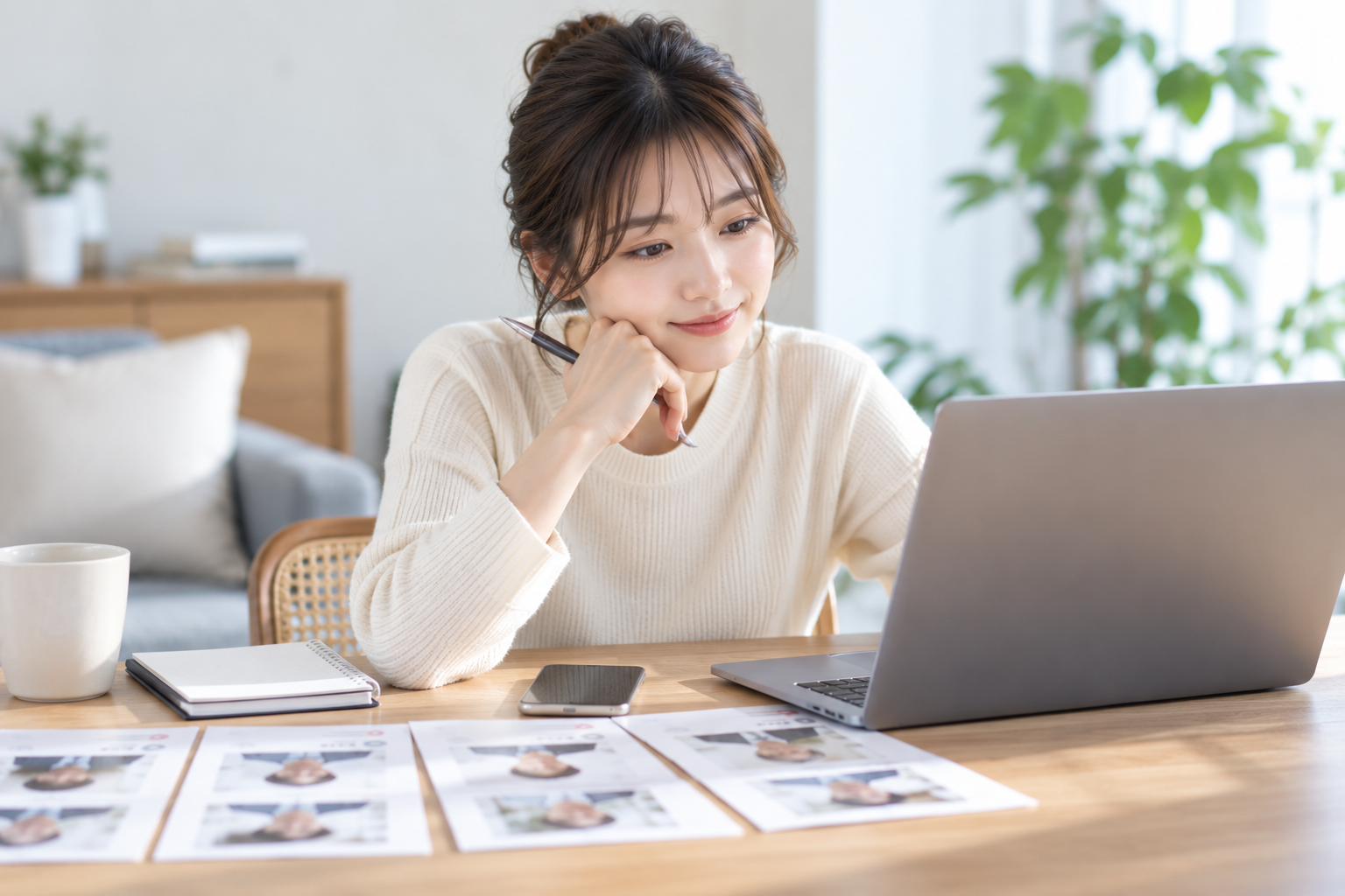 婚活で相手のプロフィールを見ながら妥協していい条件を考える女性