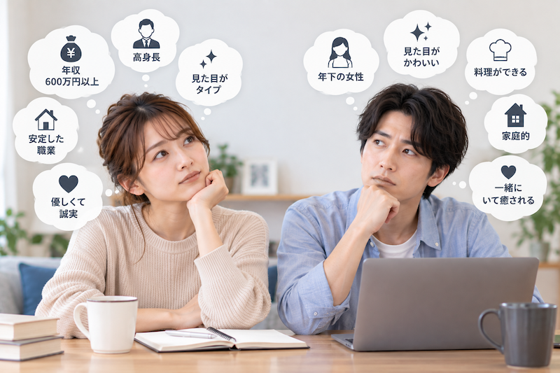 婚活で結婚相手に求める条件が高望みになっていないか考える男女