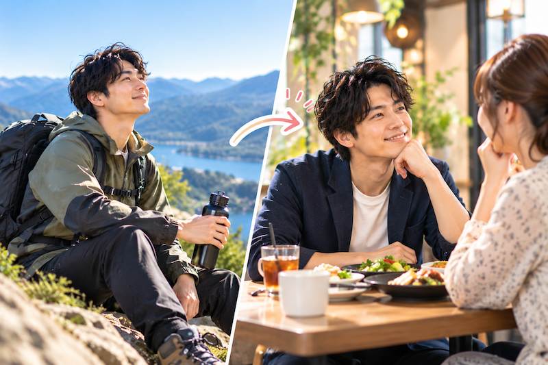 趣味を大切にしながら仮交際相手とのデート時間も優先する男性