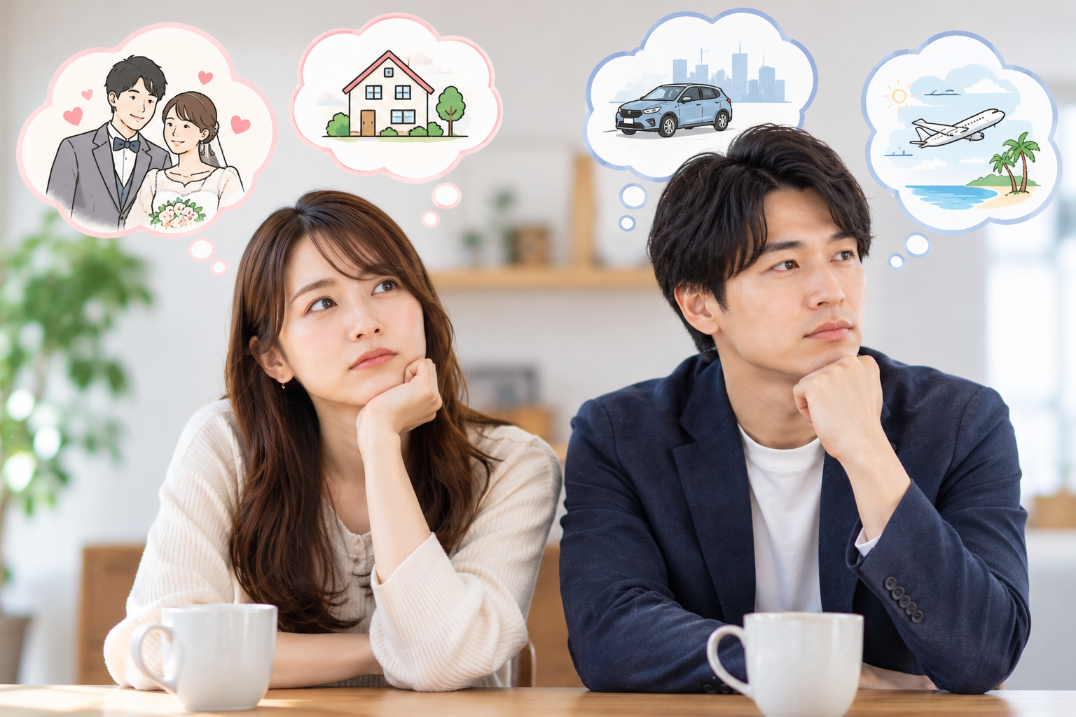 結婚後の生活について、それぞれ異なる未来を思い描く男女